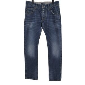 Armani Jeans J08 Slim Fit Jeans Blue Mens 31x34 100% Cotton Button Fly